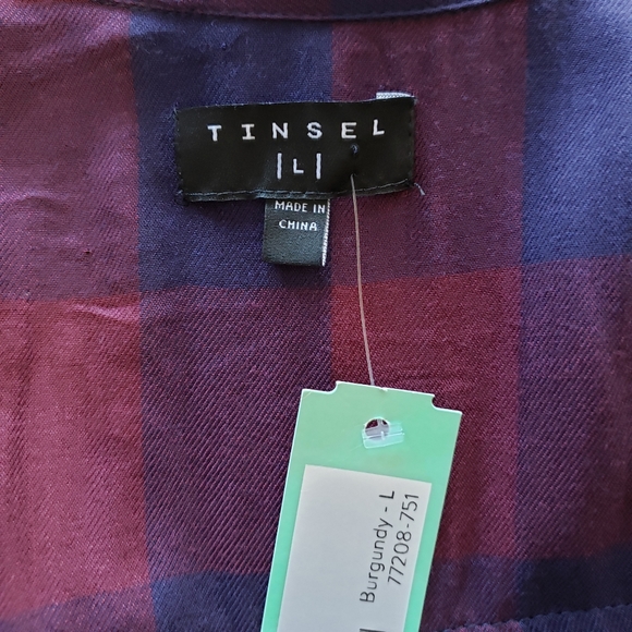 NEW- TINSEL Kalene Shirt Dress in Burgundy - Picture 5 of 6
